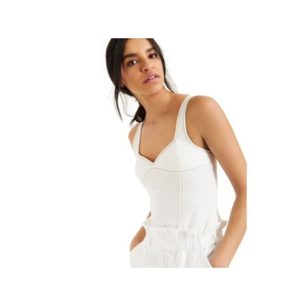 CULPOS X INC Womens Ivory Fitted Thong Snap Gusset Unlined Body Suit Top 4